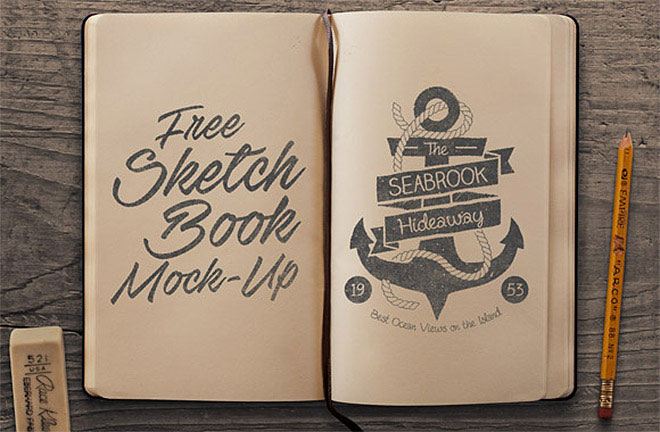 Free Sketchbook Mock-up PSD