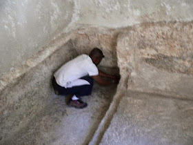 Peter from Simons team measuring the grave of Jesus in the Garden Tomb, which conforms exactly, to the HEIGHT OF THE MAN ON THE SHROUD WHICH IS ABOUT 5 FT 11.