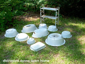 red and white enamelware