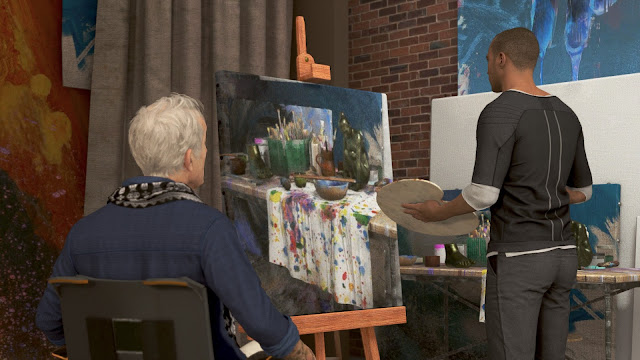 Screenshot of Markus being encouraged to paint by Carl Manfred