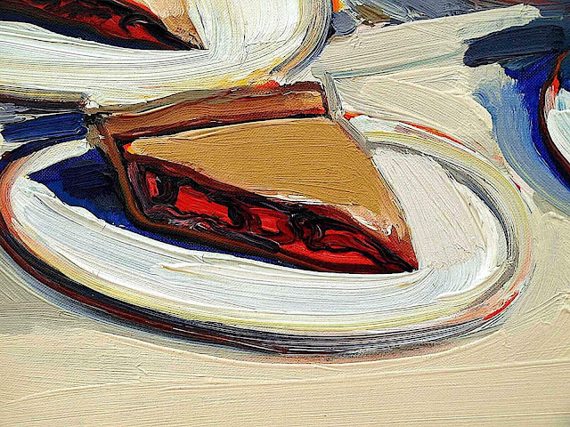 Wayne Thiebaud art , cherry pie slice