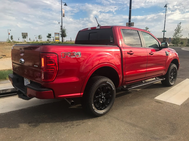 Rear 3/4 view of 2020 Ford Ranger Supercrew 4X4 Lariat