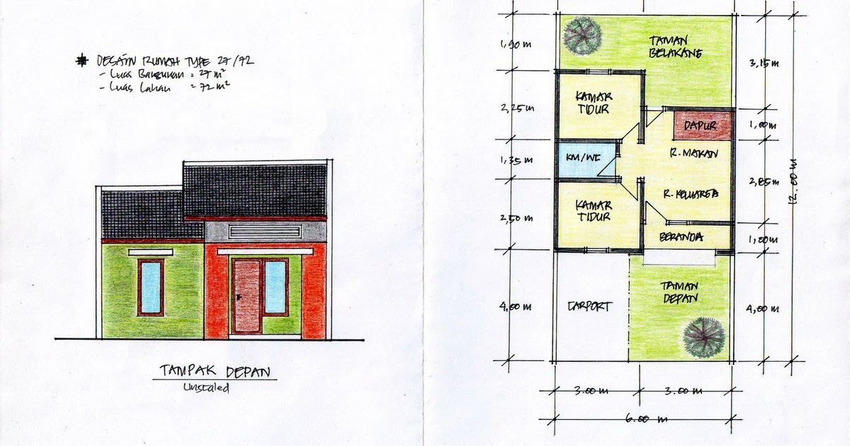 desain denah rumah kecil tipe 27 Desain Rumah Rumah 