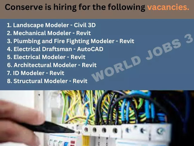 Conserve is hiring for the following vacancies.