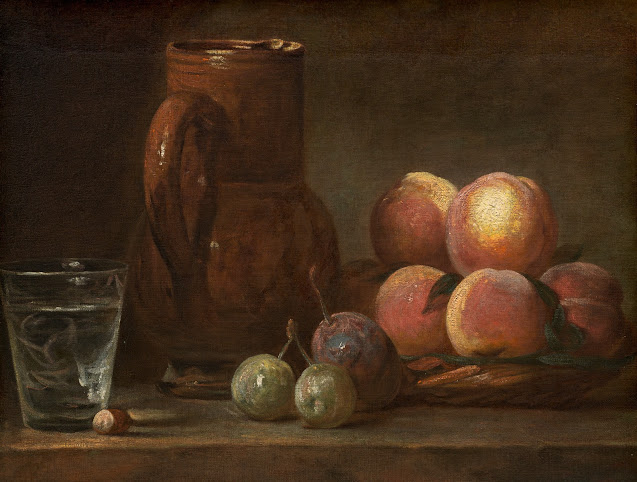 Jean-Baptiste-Siméon Chardin (1699-1779) Fruit, Pichet et Verre,  c. 1726/1728 National Gallery of Art, Washington, Chester Dale Collection.