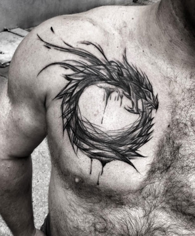 Este esboço estilo circular de dragão