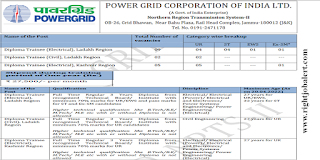 Diploma Trainee - Electrical/Civil Engineering Jobs in Power Grid Corporation of India