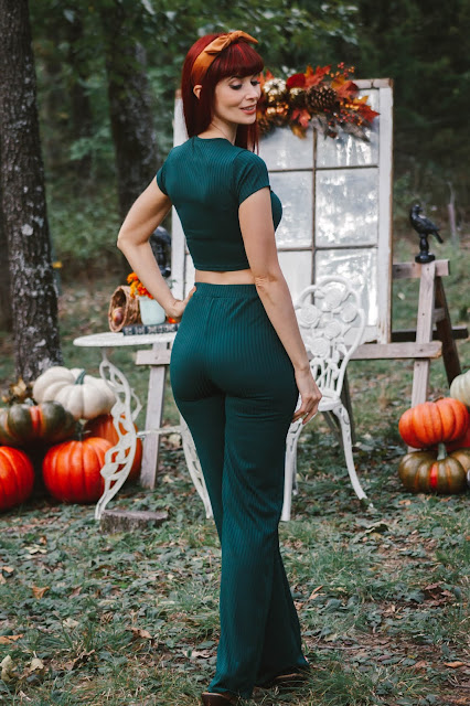 Jade Green Crop Ribbed Two Piece Co-ord Set - Suzi from FemmeLuxe.co.uk
