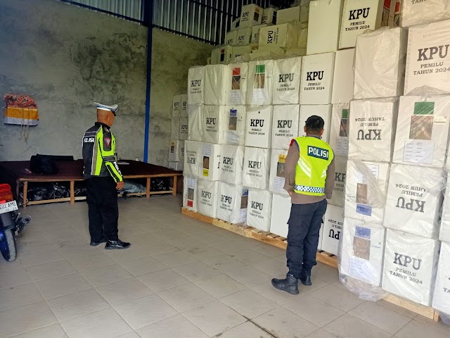 Polres Karangasem kembali Perketat Pengamanan Gudang Logistik Pemilu setelah Kotak Suara Berada di Gudang KPU