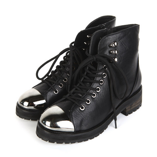 Metal Toe Lace Up Boots