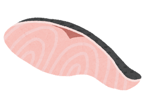 魚の切り身のイラスト（ピンク）