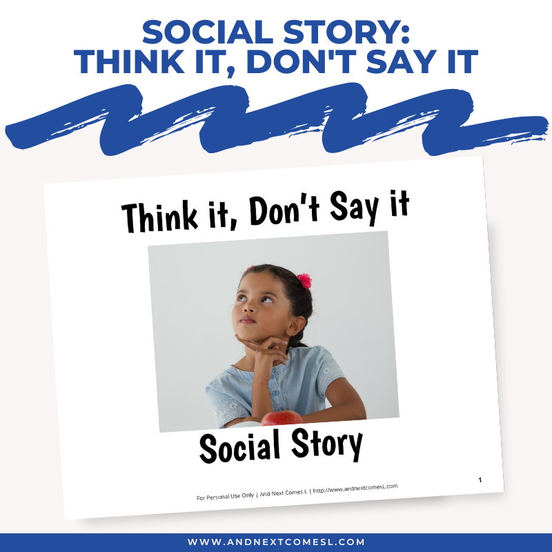 Think it Don't Say it social story