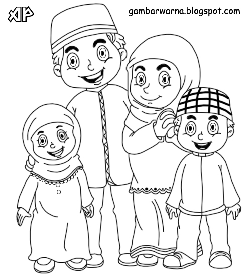 Gambar Keluarga Islami Izarnazar Contoh Gambar  Mewarnai Keluarga 