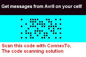 Sign up for Avril Lavignes Mobile Marketing Campaign using ConnexTo, the mobile code scanning solution