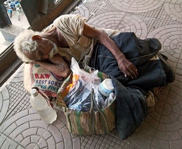 close-up of destitute man