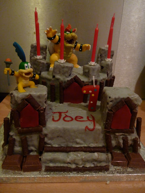 7th birthday cake, mario cake, bowser cake