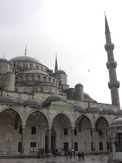 within the courtyard of the blue mosque