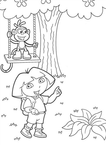 Dora a aventureira na selva para imprimir e colorir