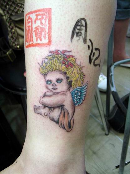 baby angel tattoo leg tattoo engel new design