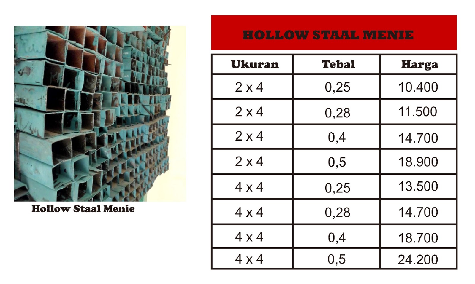 List Ukuran  Besi  Hollow  S Soalan