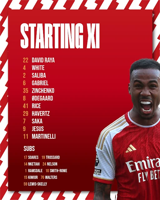 CONFIRMED ARSENAL LINE-UP VS BRIGHTON