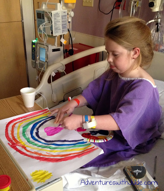 Celia painting in duPont hospital w/ paints from Child Life