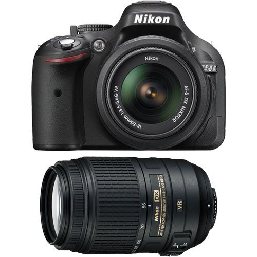 Nikon D5200 Digital SLR Camera  &  18-55mm G VR DX AF-S Zoom Lens (Black) with 55-300mm VR Zoom-Nikkor Lens