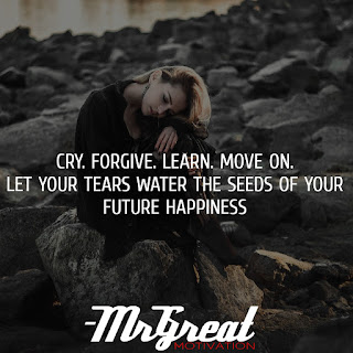 Cry. Forgive. Learn. Move on. Let your tears water the seeds of your future happiness. -  Steve Maraboli