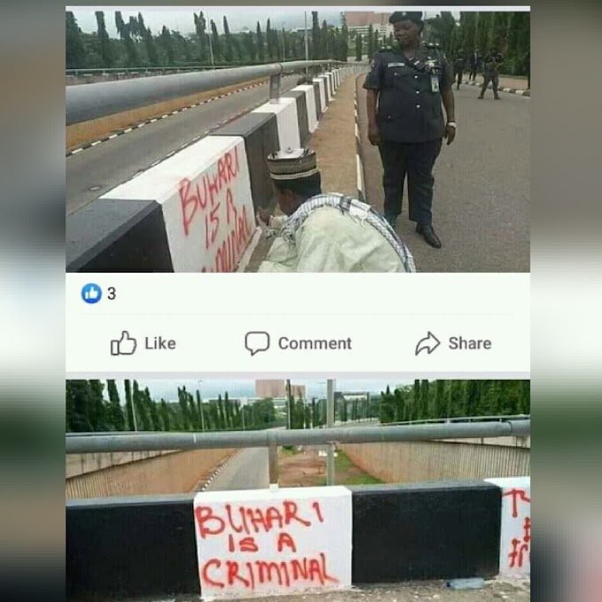 President Buhari Is A Criminal - Angry Hausa Man Writes As Police Watch (PHOTOS)