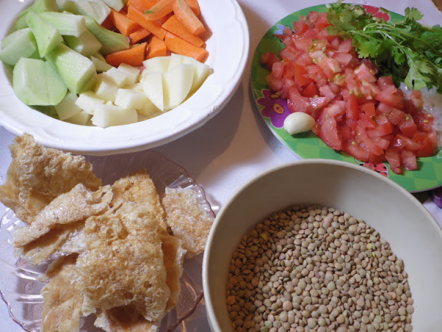 Lentejas con verduras para el desayuno