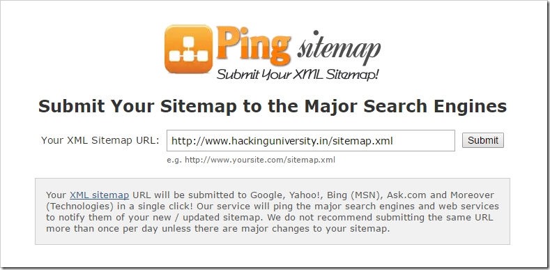 ping sitemap notify search engines about new content