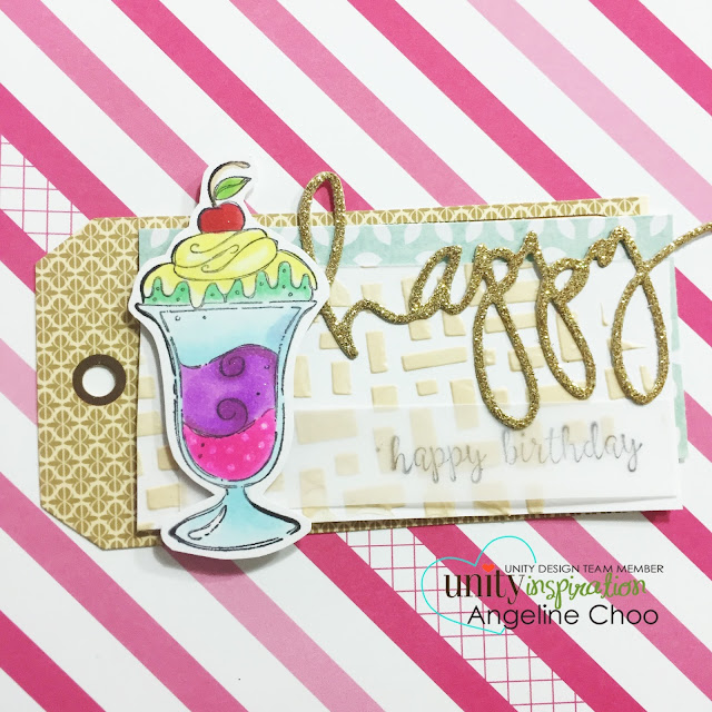 ScrappyScrappy: Happy Birthday #scrappyscrappy #unitystampco #card #tag #heidiswapp #copic #diecut #winkofstella