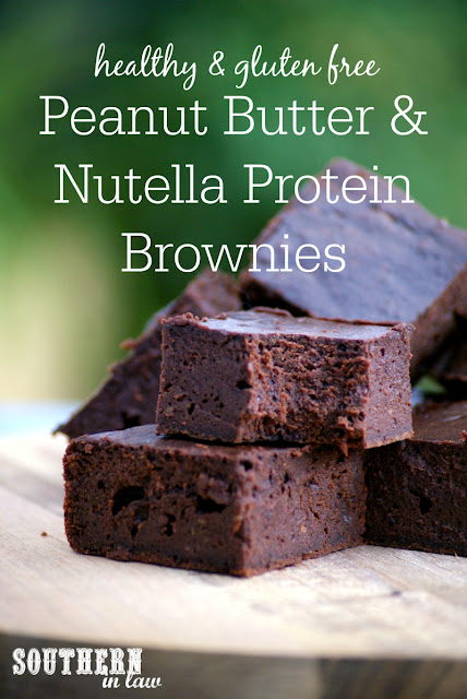 Low Calorie Peanut Butter and Nutella Protein Brownies Recipe | low fat, gluten free, clean eating friendly, high protein, low carb, healthy