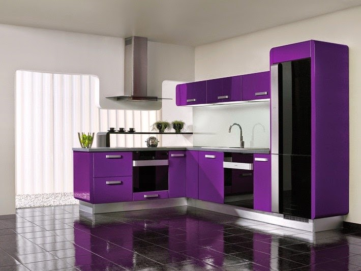 Dapur ungu elegan dan mempesona, ide dapur, dapur sederhana