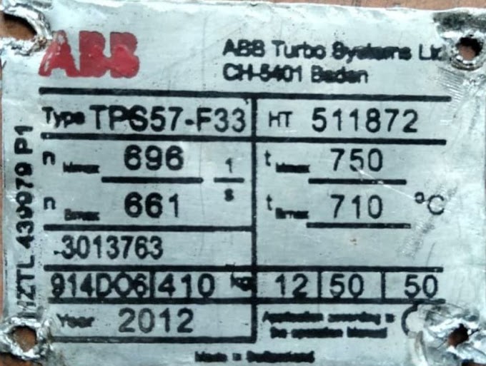 ABB TPS57DV2 TURBOCHARGER