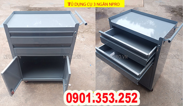 Tủ dụng cụ 3 ngăn, tủ 3 ngăn đựng đồ nghề di động