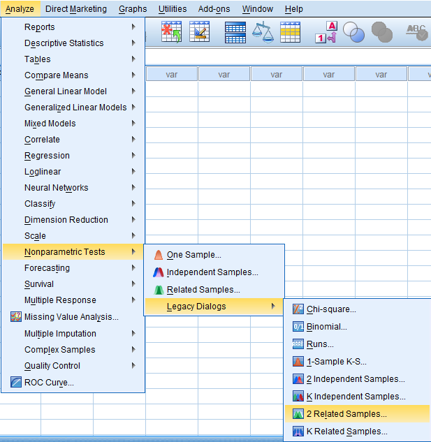 Langkah-langkah uji tanda dengan SPSS