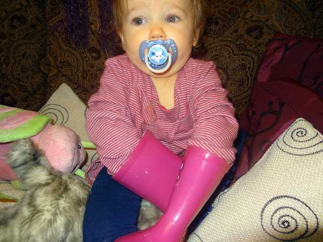 Wearing her Wellies