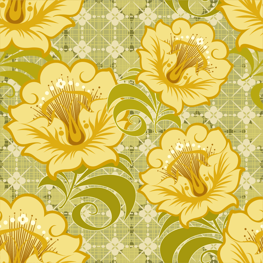 大輪の花ビラが美しい背景 Floral Seamless Vector Background イラスト素材