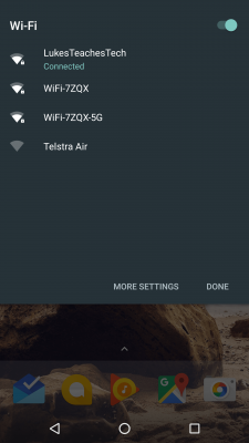 Android Nougat connecting to WiFi via the quick settings menu