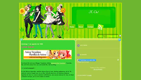 'Anime Plantilla Blogger' K-On Template