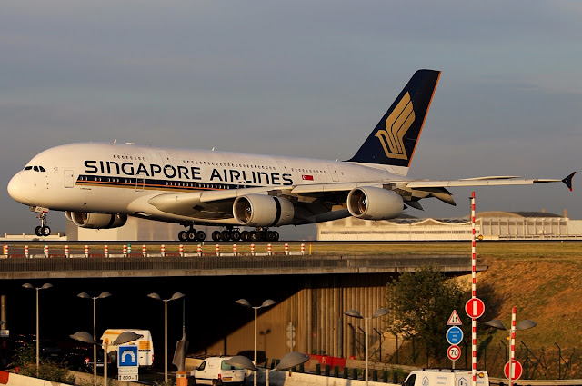 Singapore Airlines A380-800 Takeoff At Charles De Gaulle