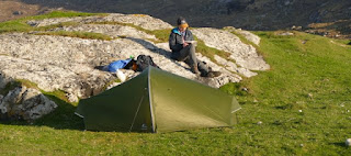 Tent pitched near the dunes on Barra for the first night