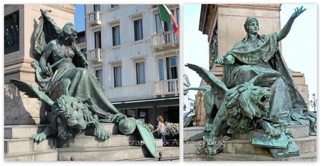 Statue of Venice and the Lion St Mark's Square Venice Italy