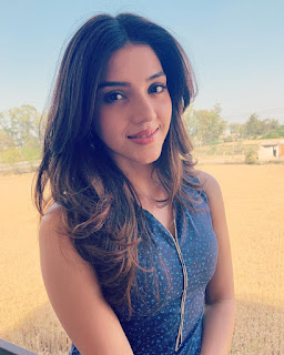 Mehreen Pirzada in Blue Dress with Cute and Lovely Smile 1