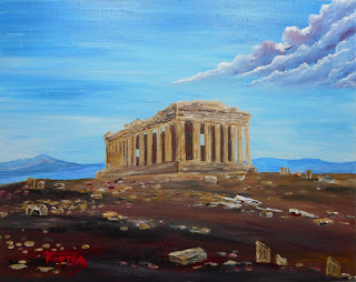  Parthenon, The Acropolis Temple - Original Acrylic Painting on canvas Panel by Yannis Koutras - KoutrasArt