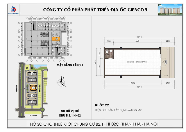 Mặt bằng kiot 22 chung cư b2.1 hh02c thanh hà mường thanh cienco 5 land