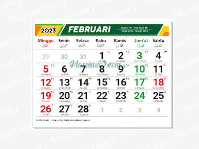 Template Kalender 2023 Bulan Februari