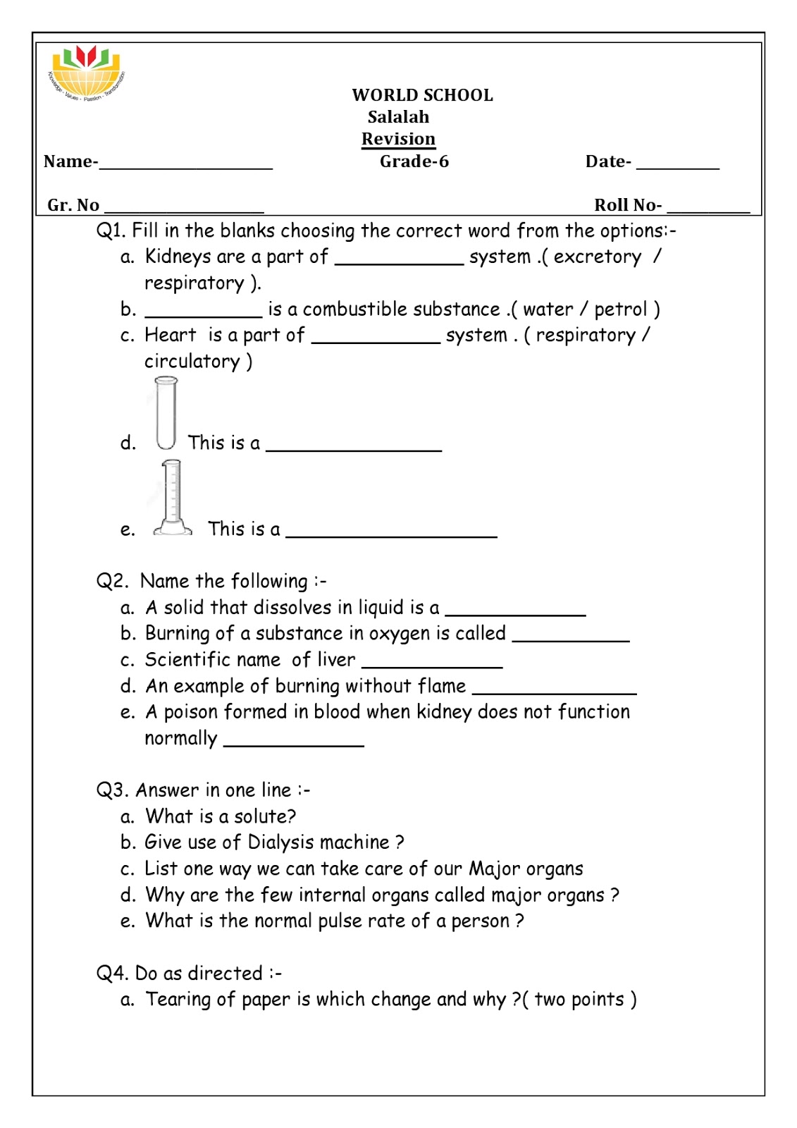 revision worksheets for grade 6 as on 26 10 2017 world school oman