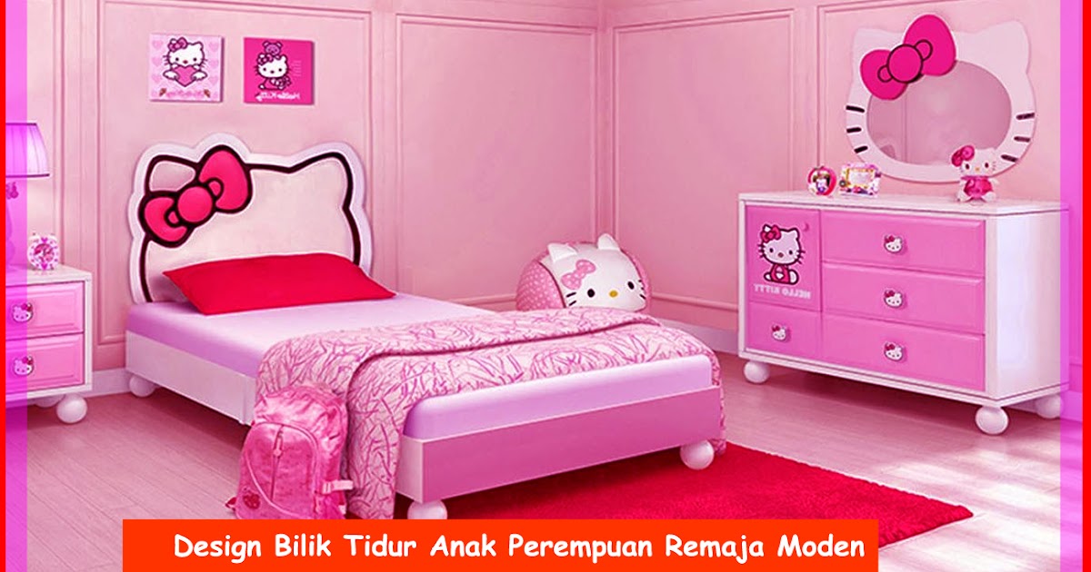 Design Bilik Tidur Anak Perempuan Remaja Moden Berkongsi 